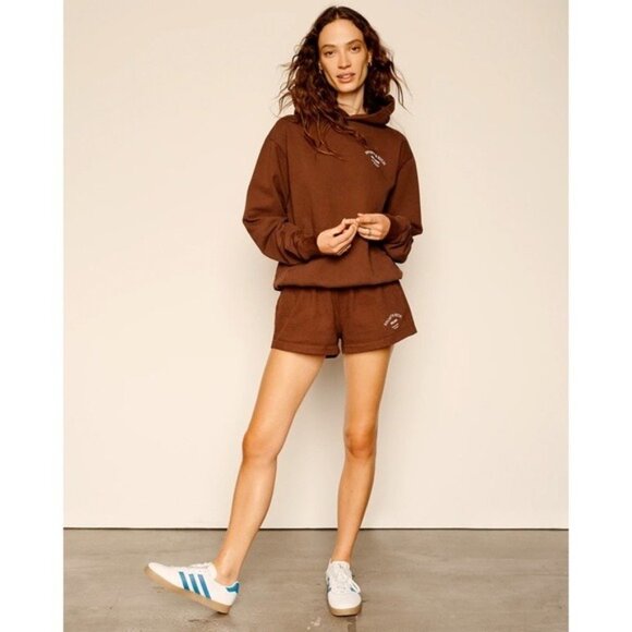 Sporty & Rich Wellness Studio Hoodie S Chocolate Unisex Fleece Oversized - Picture 5 of 11